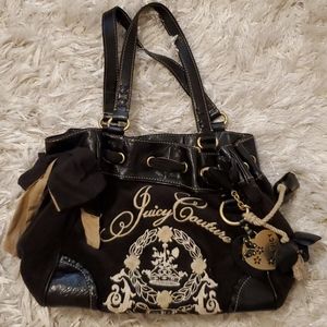 Black Gold Juicy Couture Velvet Shoulder Bag
